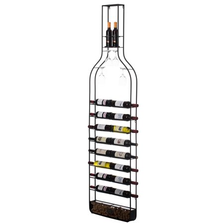 VINTIQUEWISE Big Vintage Decorative Metal Bottle Shaped Wine Bottle Holder for Living Room, Dining, or Entryway QI004275